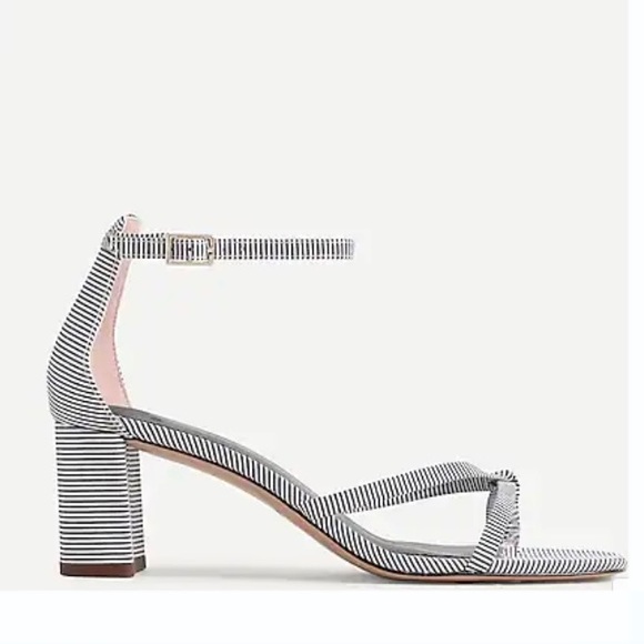 NEW J. Crew Skinny Cross-strap Striped Navy Blue & White Sandals Spring - Picture 2 of 4